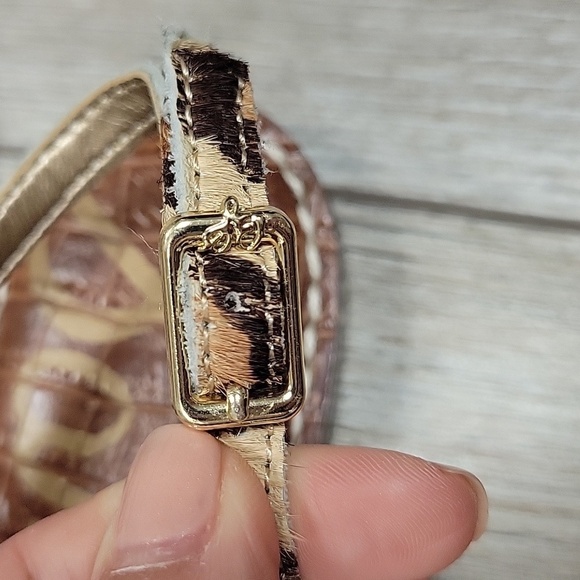 Sam Edelman Size 4 1/2 Gigi Leopard Print Calf Hair Thong Sandals - Picture 4 of 6